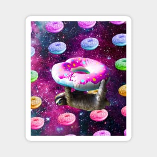 Space Sloth Riding Rainbow Donut Magnet