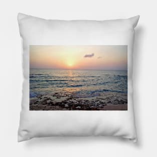 Caribbean Sunset over Seven Mile Beach in Grand Cayman Pillow