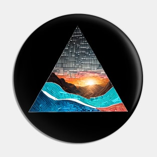 Mountain Sunset Abstract Mosaic Pin