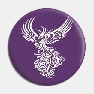 Mythical Phoenix Creature In Flight Artistic Illustration White Pin