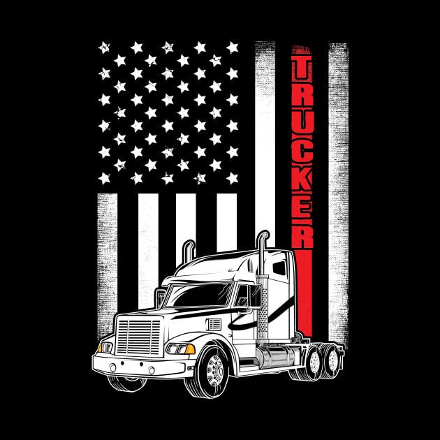 Vintage USA Trucker American Flag Truck Driver by captainmood