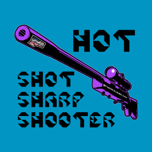 Hot Shot Sharp Shooter, v. Code Purple Blk Text T-Shirt
