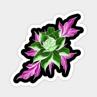 The Green Neon Peony Magnet