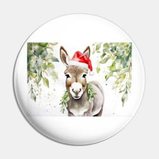 Christmas Donkey Watercolour Pin