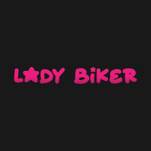 Lady Biker Pink Star Typography T-Shirt