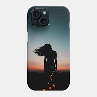 silhouette woman in night sky Phone Case