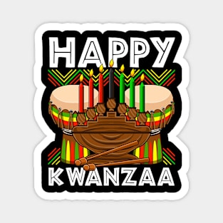 Happy Kwanzaa Drum Kinara Seven Candles Africa Celebration Magnet