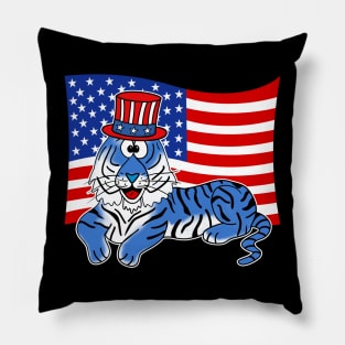 4th July Tiger American Flag Pillow