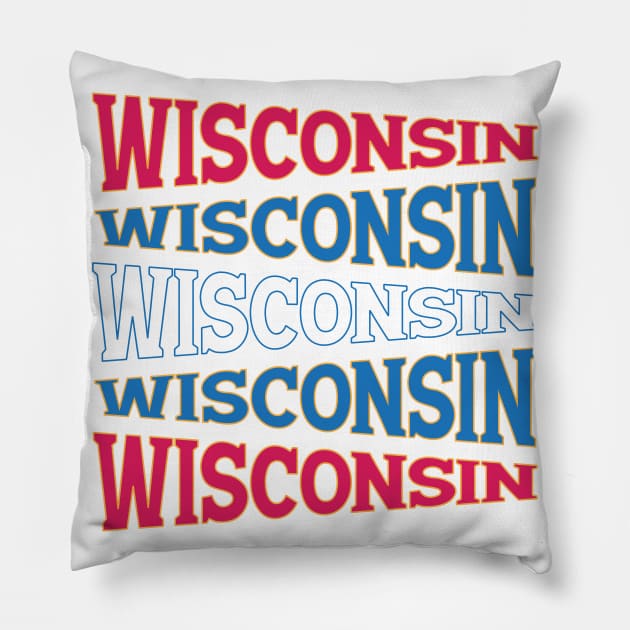 TEXT ART USA WISCONSIN Pillow by LAVA-ROMA-NOVA