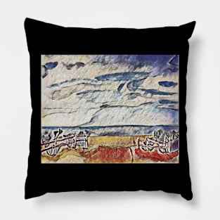 Surrealist painting beach Pillow