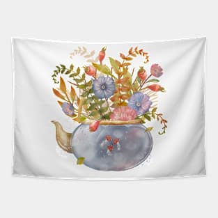 Flower Vase Watercolor Tapestry