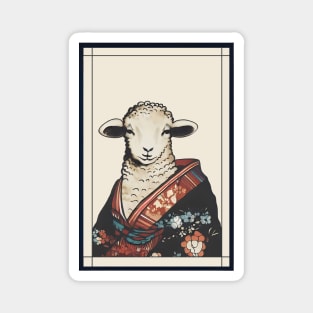 Sheep with kimono japanese vintage Magnet