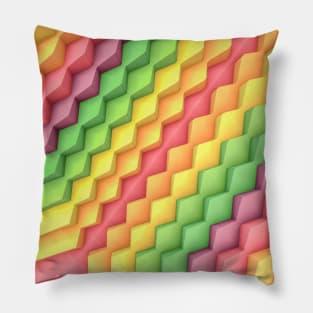 Exponential Edges Spring Pastel Palette Geometric Abstract Artwork Pillow