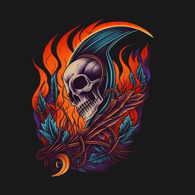 Skull in Fire by gambar_corek