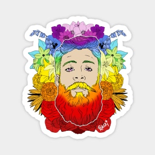 Bearded Floral Pride Magnet