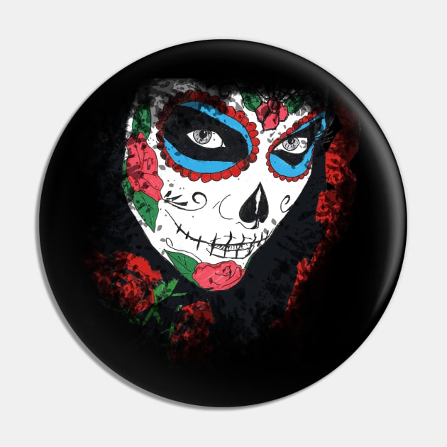 Day Of The Dead Roses Pin by Jackalandtribe1