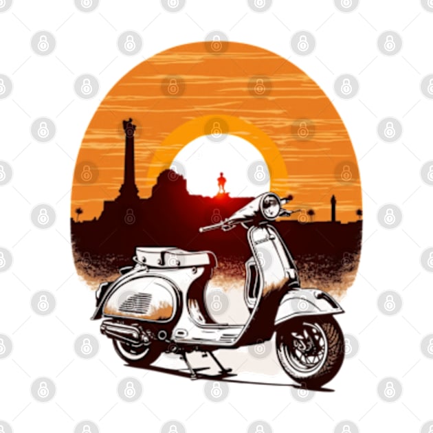 Vespa Sunset Design - Original Artwork by Labidabop