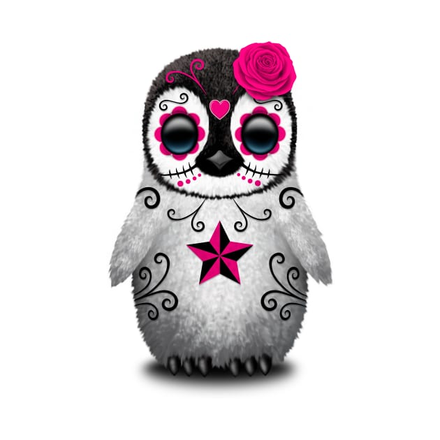 Pink Day of the Dead Sugar Skull Penguin by jeffbartels