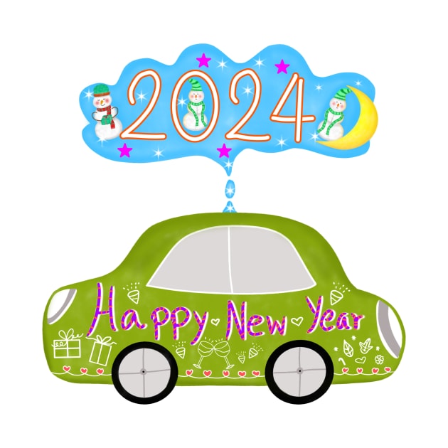 Happy new year 2024 by Onanong art design shop.