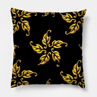 3-D Look Golden Leaf Rosettes Pillow