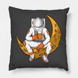 relax astronaut drinking coffee Pillow