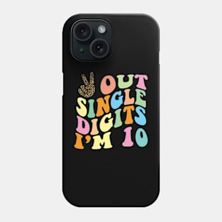 Peace Out Single Digits Groovy 10th Birthday Phone Case