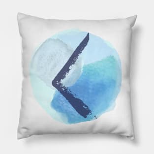 Kenaz On Blue Watercolor (Runes and Watercolors) Pillow