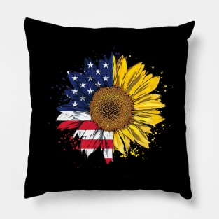 Women American Flag Sunflower Shirt 4th July Graphic Plus Size Pillow