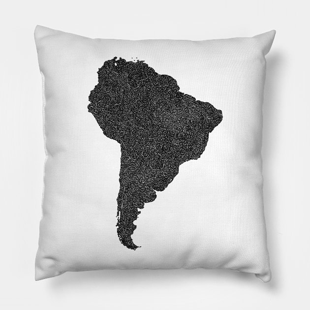 South America Map and Pattern Pillow by Naoswestvillage