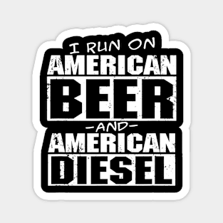 Mens Funny American Diesel Truck and Beer Magnet