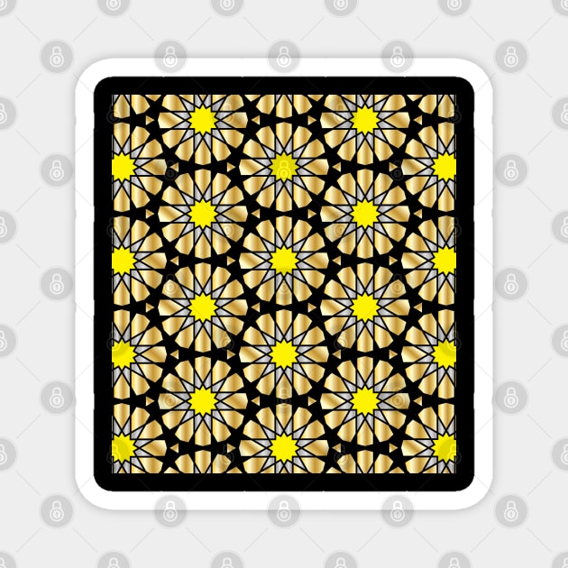 Elegant Black And Gold Moroccan Pattern Magnet by ArticArtac