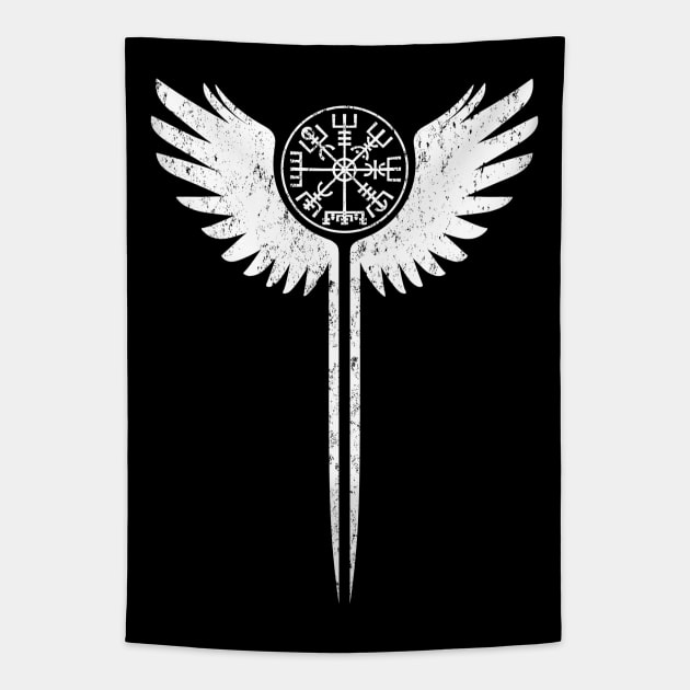 Wings of the Valkyries and Vegvisir Tapestry by Beltschazar