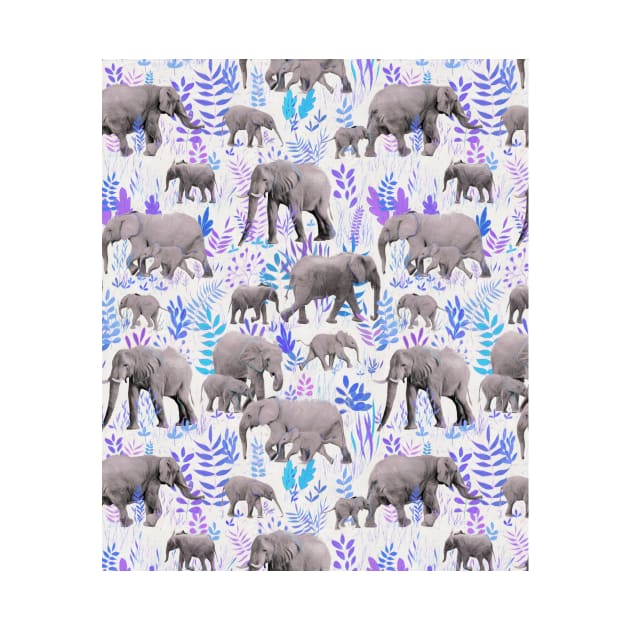 Sweet Elephants in Aqua, Purple, Cream and Grey by micklyn