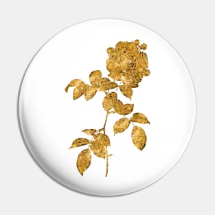 Vintage Gilded Seven Sisters Roses Botanical Gold Leaf Pin