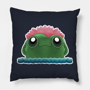 Cute Frog With Lily Pad Hat Pillow