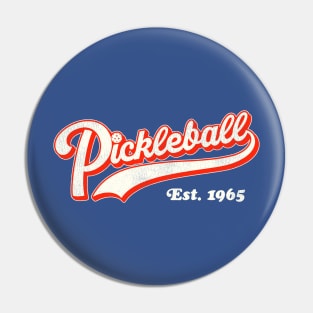 Pickleball Est Retro Sports Script Pin