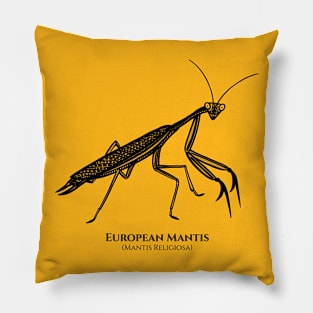 European Mantis design with Common and Scientific Names Pillow