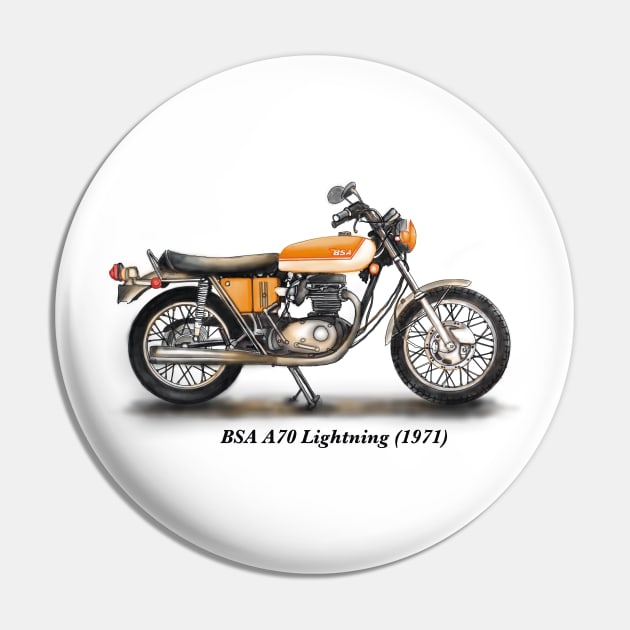 Drawing of Retro Classic Motorcycle BSA A70 Lightning 1971 Pin by Roza@Artpage