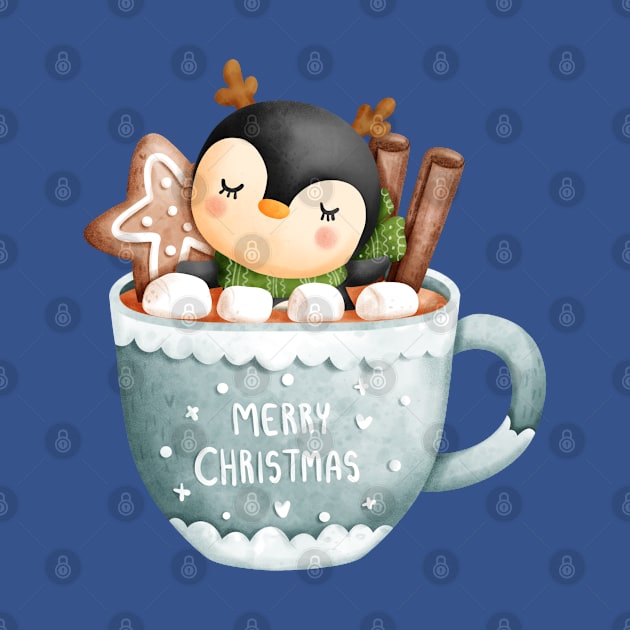 Cute Christmas Penguin in a Teacup by The Little Store Of Magic