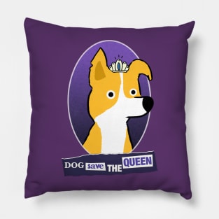 Dog save the Queen - Retro Punk halftone style Pillow