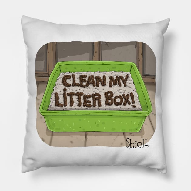 Clean My Litter Box! Pillow by macccc8