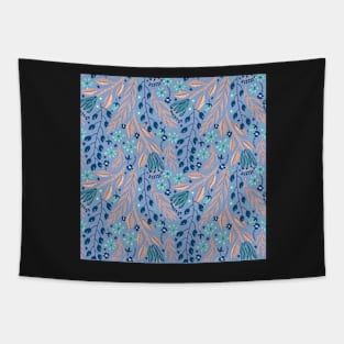 Blue & Pink Plant Pattern Tapestry