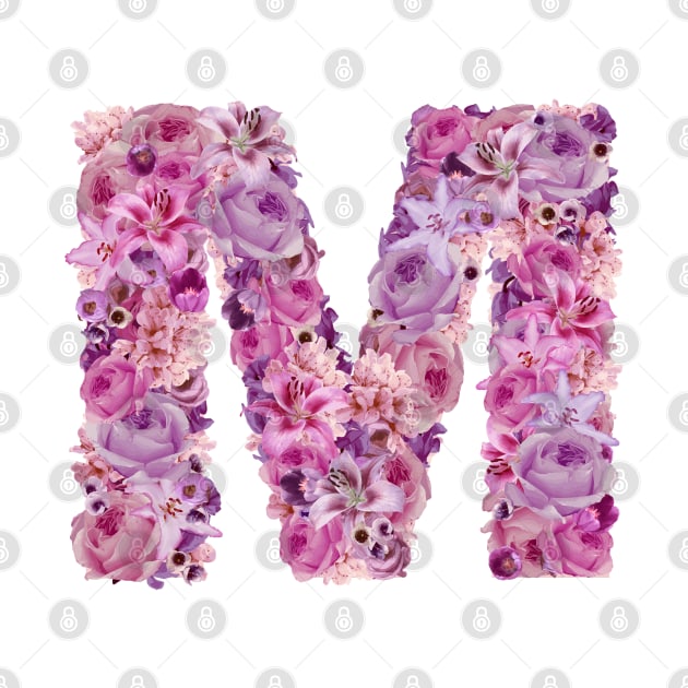 Pink Floral Letter M by HayleyLaurenDesign