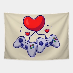 Console With Heart Cartoon Tapestry