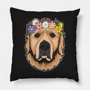 Golden Retriever Wearing A Flower Crown Pillow