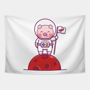 Cute Pig Astronaut Tapestry