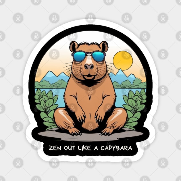 ZEN OUT LIKE A CAPYBARA Magnet by Craftycarlcreations