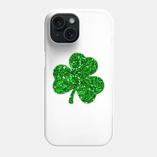 Glitter SHAMROCK, Cute St Patricks Day, Four Leaf Clover Phone Case