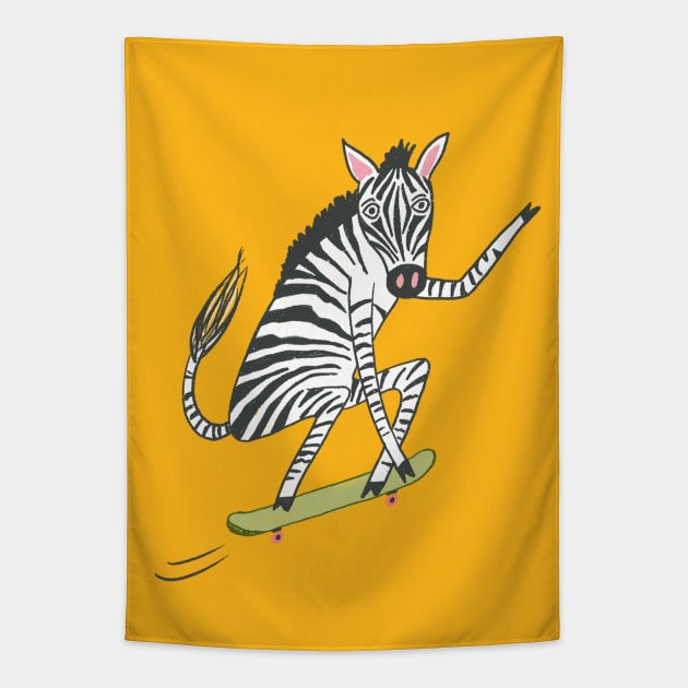 Zebra Skater Tapestry by Das Brooklyn