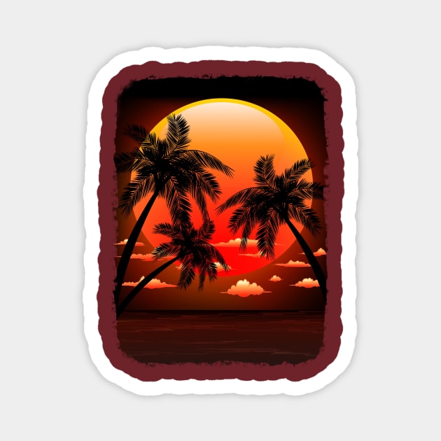 Tropical Sunset Magnet by BluedarkArt